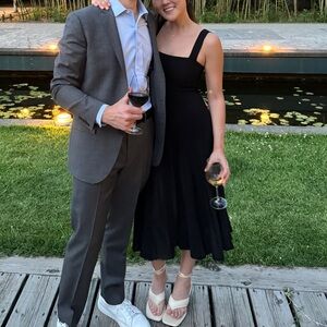 Theory Black Midi drop waist Dress